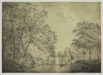 210063 Gezicht op de brug over de Kromme Rijn ter hoogte van het huis Nieuw Amelisweerd bij Bunnik.
